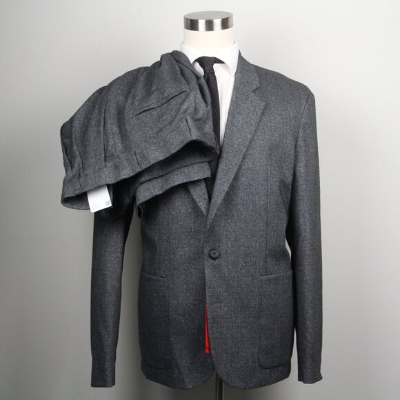 Hugo by Hugo Boss Mens 2-pc suit Gray Modern-Fit Patch Pocket Jacket Size 46R - Picture 1 of 16